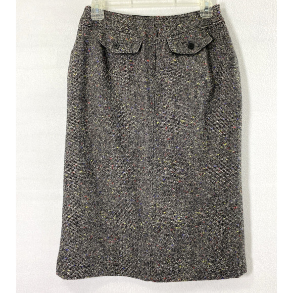 Talbots Midi Skirt Women Size 4 Wool‎ Blend Black Tweed Straight Preppy Academia - Picture 2 of 10